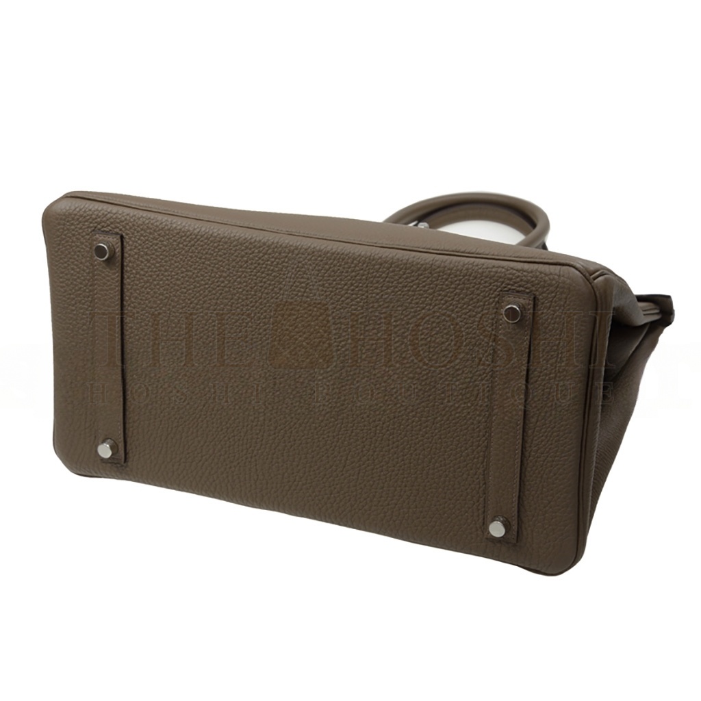 H**me5 BIRKIN 35 TOGO LEATHER TRENCH COAT GREY AND SILVER BUTTONS BAG BK3516TGSS (35*28*18cm) Master Quality